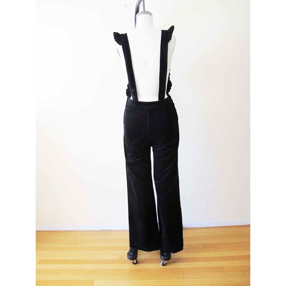 SEZANE Black Corduroy Ruffle Strap Overalls 36 S - Picture 4 of 5